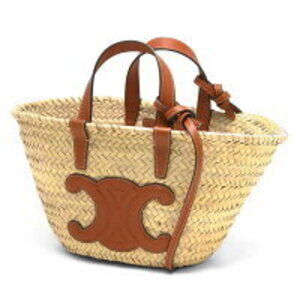 Celine Teen Triomphe Basket Bag Tote Shoulder Tan Brown Beige